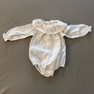NWOT NEW Zara Embroidered Ruffled Bodysuit Cream 3-6 Months 3-6m 3-6
